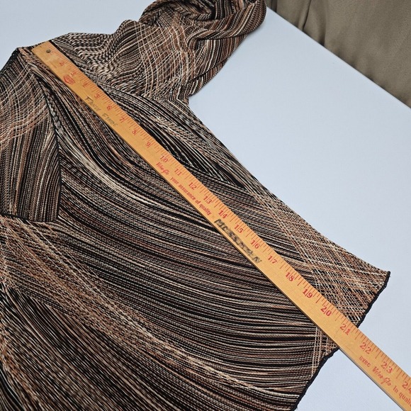 Vintage Arden B Shirt Womens Large Brown Flare Sleeves V-Neck Boho Stretch Y2K - Picture 11 of 12